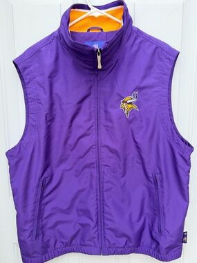 Minnesota Vikings NFL Team Apparel Reebok Purple Full Zip Vest Men’s Medium